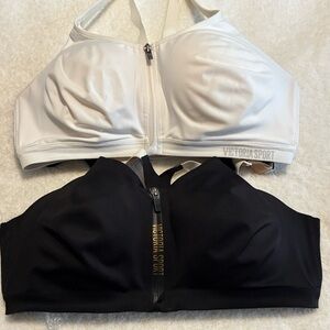 Victoria Sport White and Black Zip Front Sports Knock out Bras